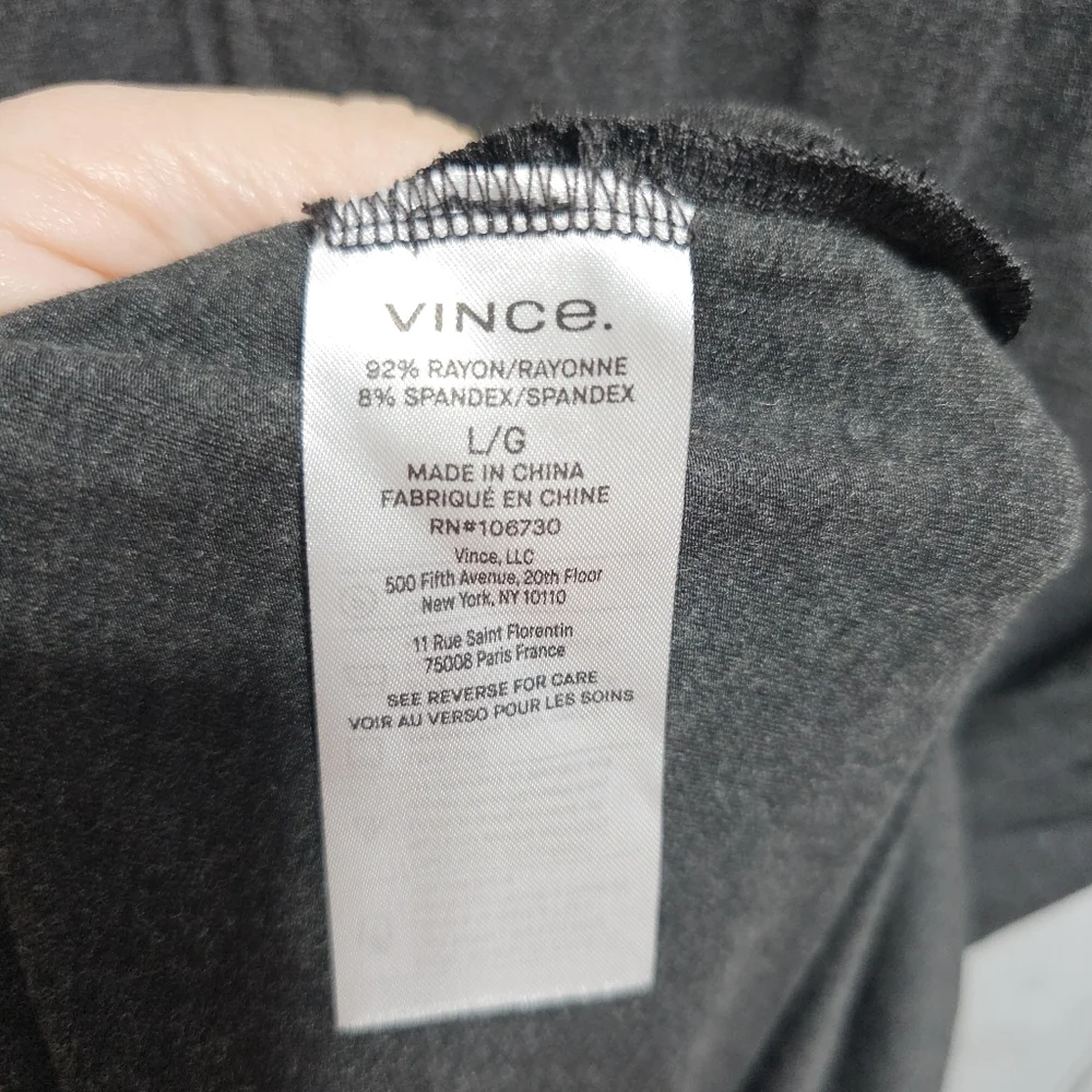 NWT Vince Women's Gray Double V-Neck Popover Midi Rayon Stretch Dress Size Large - Picture 9 of 10